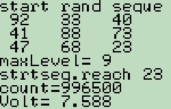 Lego fw rand()%100 <br />run (6): periodicity= 996500  iterations